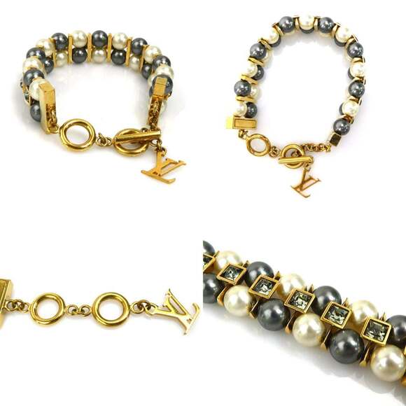 LOUIS VUITTON White Pearl Charm Bracelet